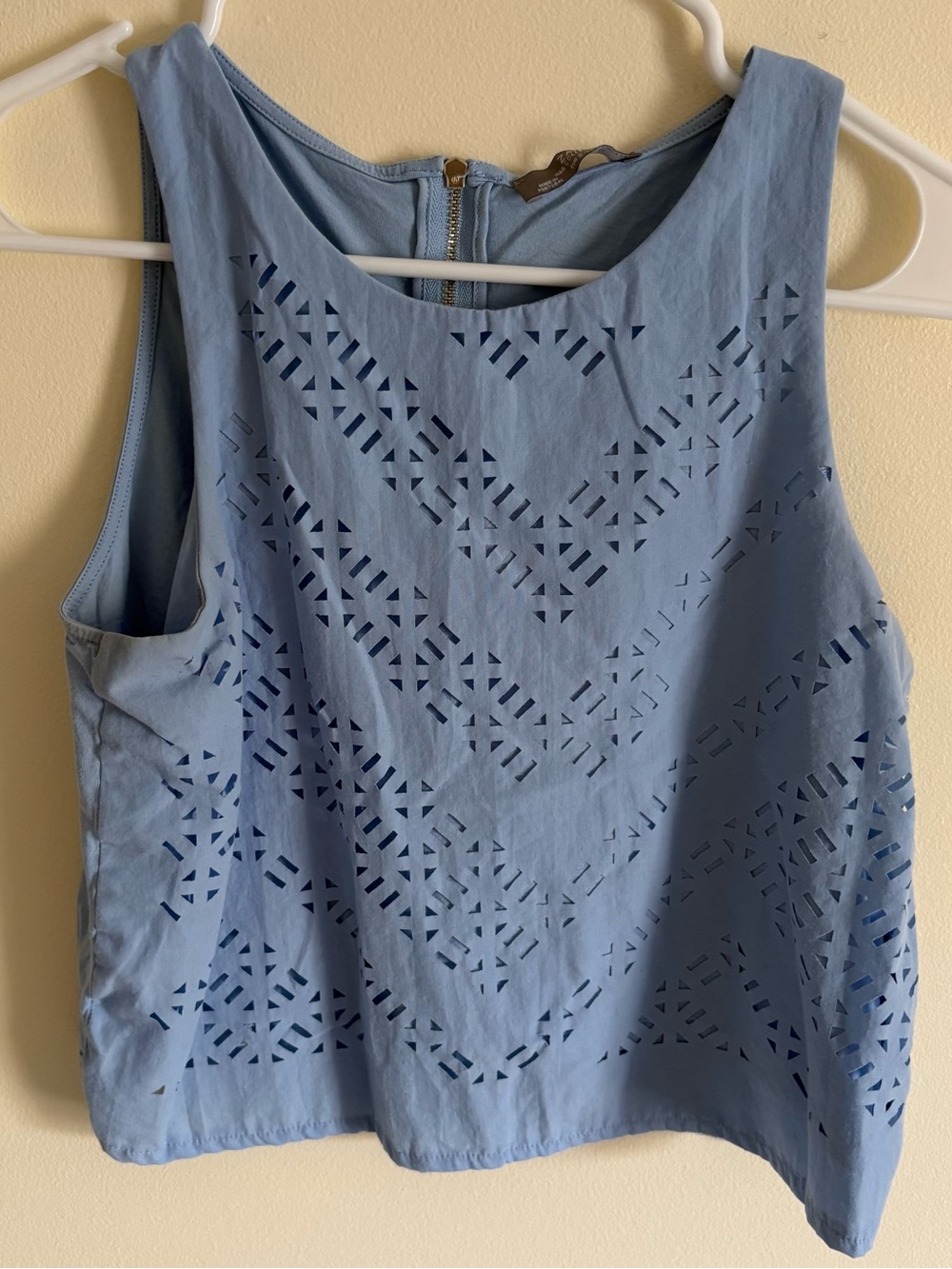 Zara Light Blue Laser-Cut Tank Top Size Small